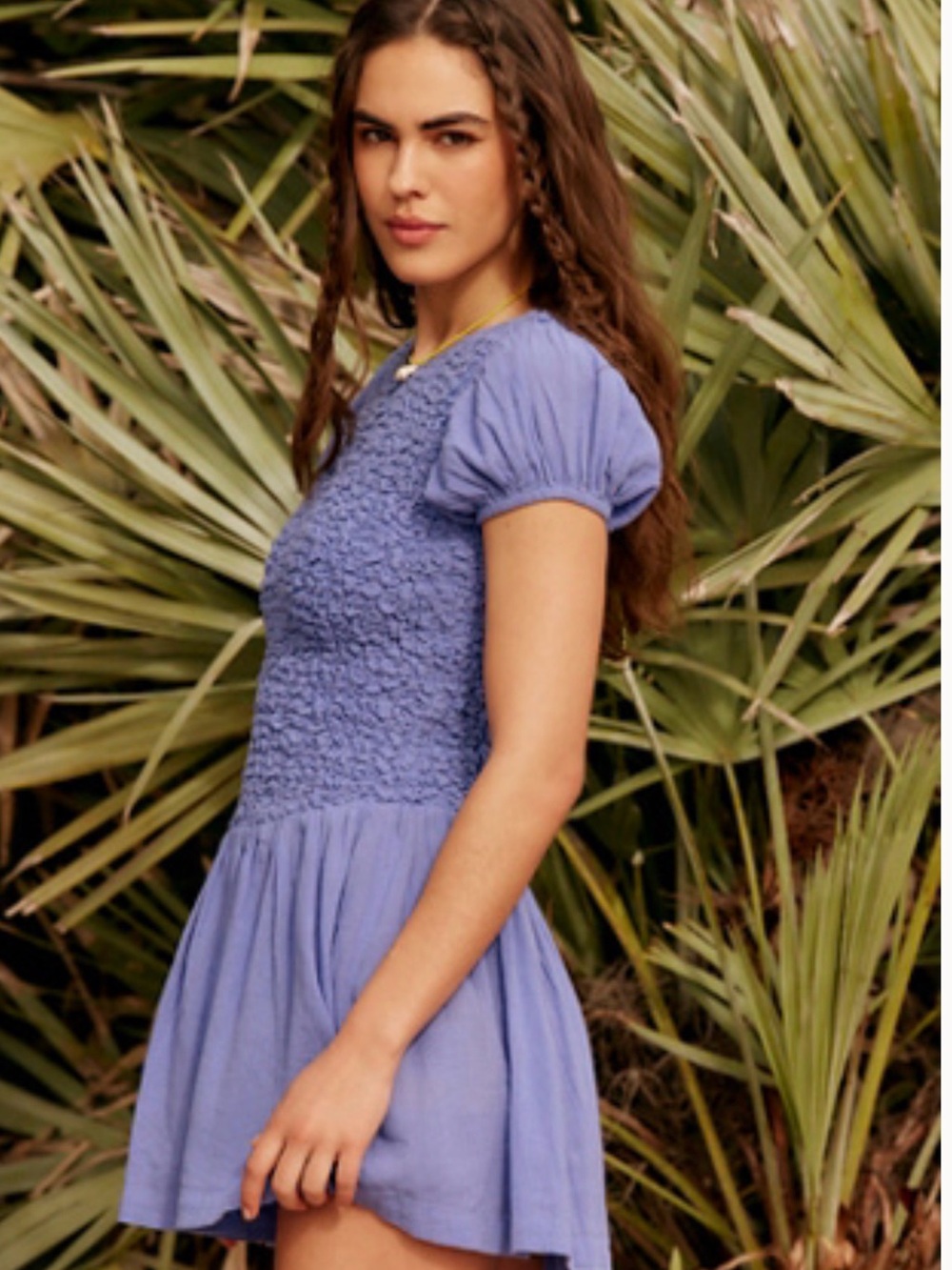Free people  NWT Lavender Smocked Puff-Sleeve Mini Dress - Women